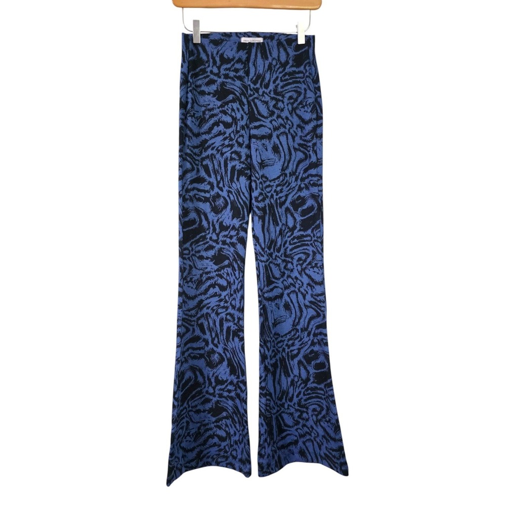 Urban Outfitters Bryn Blue Animal Print Pull On Flare Pants High Waisted Small